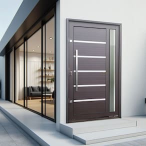 Porta Pivotante Lambril Miraggio com Puxador Lado Esquerdo Elite 240cmx130cm Corten