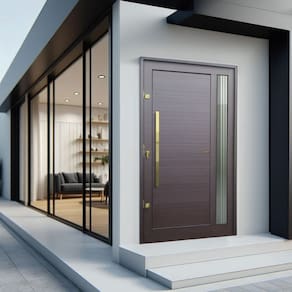Porta Pivotante Lambril Visione com Puxador Lado Esquerdo Elite 216x120cm Corten