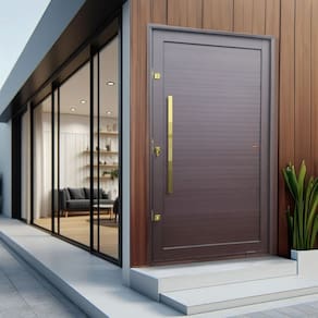 Porta Pivotante Lambril com Puxador Lado Direito Elite 216x150 Corten