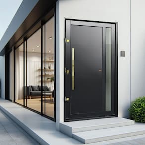 Porta Pivotante Lambril Visione com Puxador Lado Direito Elite 216x130 Preto