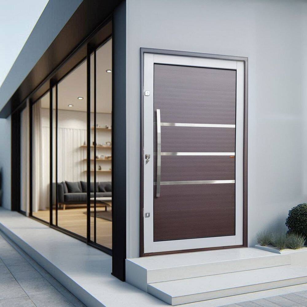 Porta Pivotante Lambril Evolution com Puxador Lado Esquerdo Elite 216x130 Mix Corten