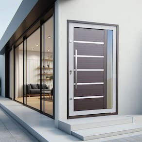 Porta Pivotante Lambril Miraggio com Puxador Lado Esquerdo Elite 216x120 Mix Corten