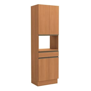 Kit Forno 700mm 4 Portas 1 Gaveta de Madeira Canela