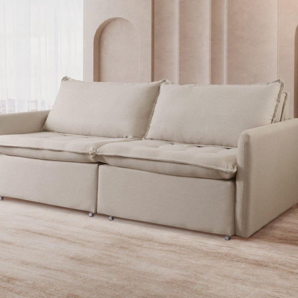 Sofá Cama Retrátil 220 Cm Califórnia Nude