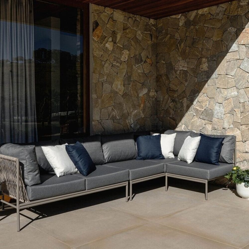 Conjunto Jardim e Varanda 1 Chaise Direita 1 Chaise Esquerda 1 Módulo 70cm Cabecasa madeiramadeira Champanhe/Cinza Mesclado