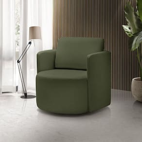 Poltrona para Sala de Estar Dakota Decorativa Verde Pés Giratório Verde