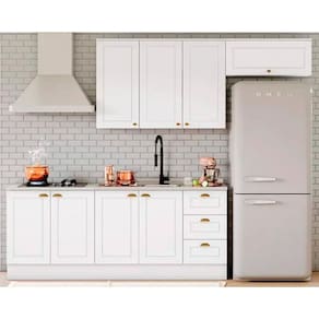 Kit de Cozinha Completa 5 Peças Americana (2 Aéreos. 2 Balcões, 1 Complemento) Branco - Henn