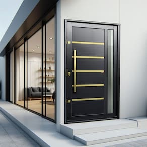 Porta Pivotante Lambril Miraggio com Puxador Lado Esquerdo Elite 240x120 Preto