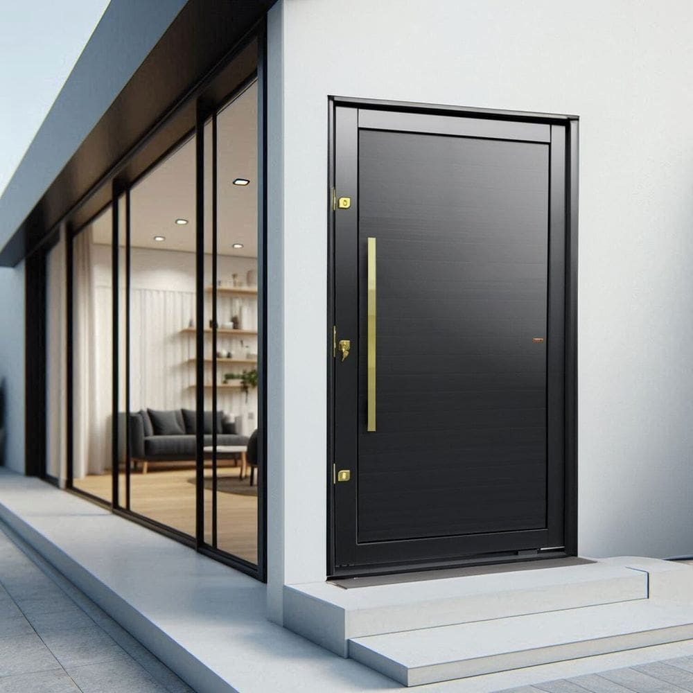 Porta Pivotante Lambril com Puxador Lado Esquerdo Elite 240cmx130cm Preto
