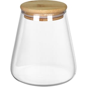 POTE PORTA MANTIMENTOS HOME&CO COM TAMPA BAMBU BOROSSILICATO 750ml 12x8x8cm TRANSPARENTE