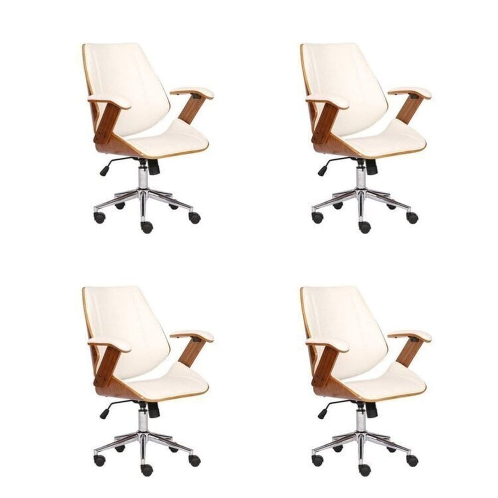 Kit 4 Cadeiras para Escritório Presidente Bergen Baixa 3331 Branco
