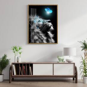Quadro Decorativo Leão Animal 001 com Vidro 60cmx80cm