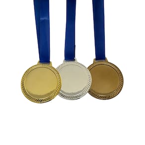 60 Medalhas de Aço 6cm Ouro Prata Bronze Centro Liso Esporte
