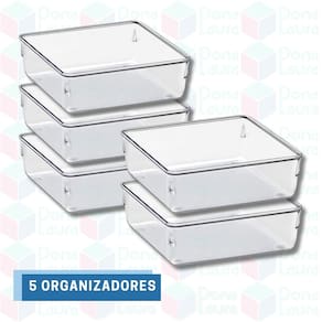 Organizador Acrílico Transparente Resistente Escritório 5 Un