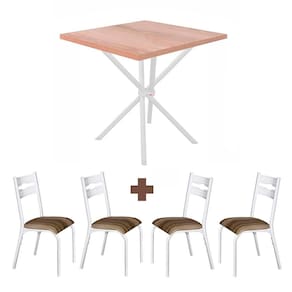 Mesa Com 4 Cadeiras Para Cozinha Aço 75cm Branco Carvalho Luna Ciplafe