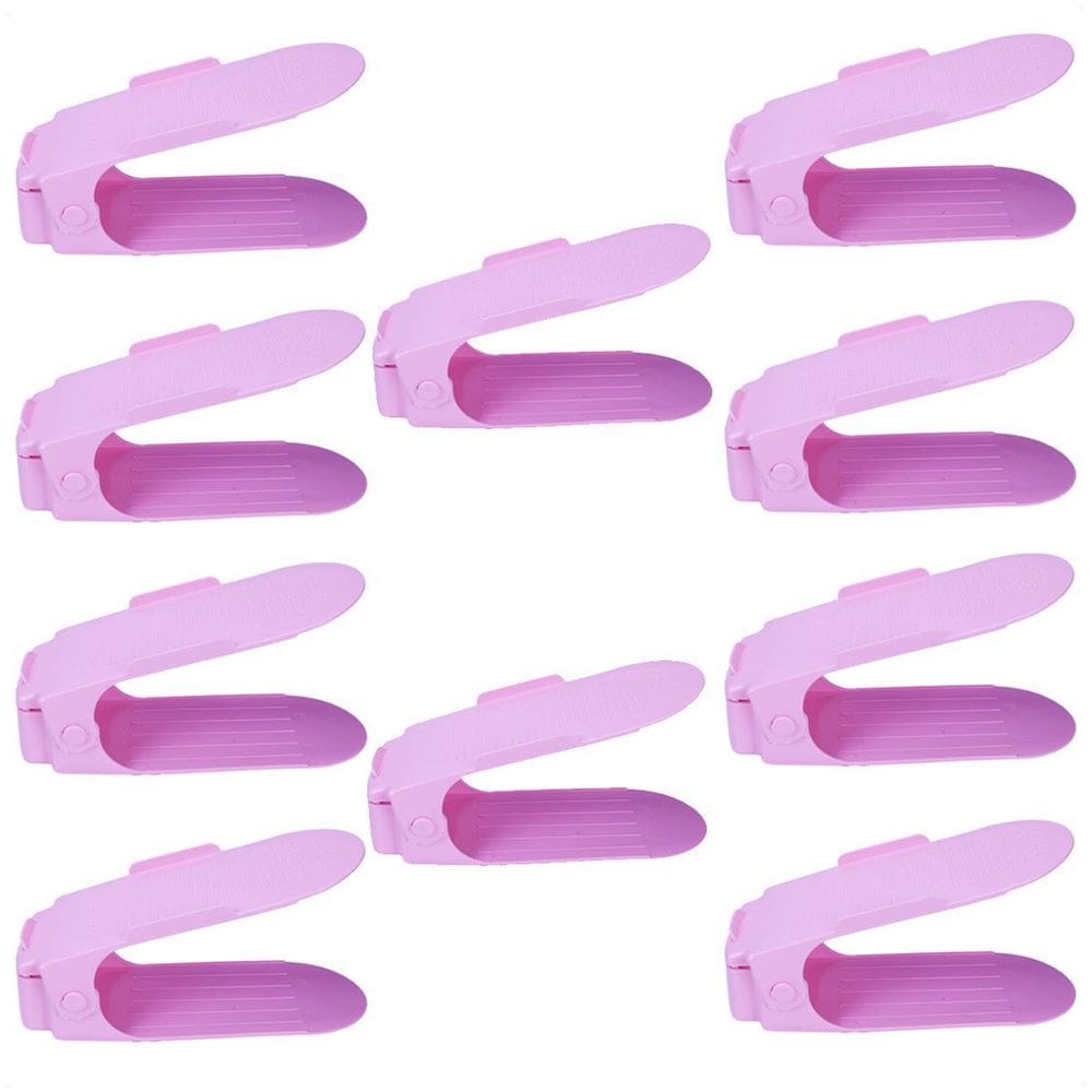 Kit 10 Organizadores Sapatos Reforçado Regulagem Altura Rosa