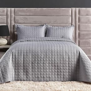 Colcha Cobre Leito Casal King Size 3 Peças 300 Fios Cinza