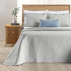 Colcha Cama Queen 3 Peças Bordado 200 Fios Verity Cinza