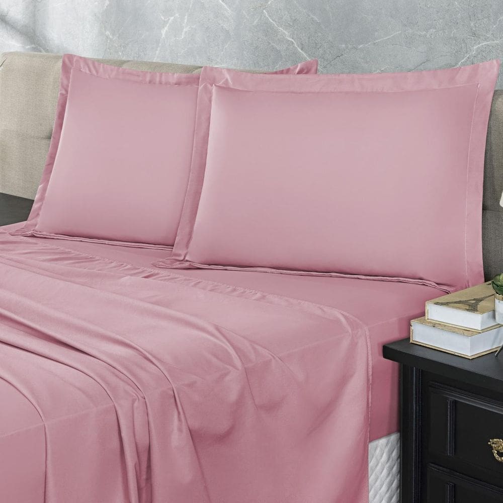 Jogo Lençol 300 Fios Casal Padrão 4 Peças Rose