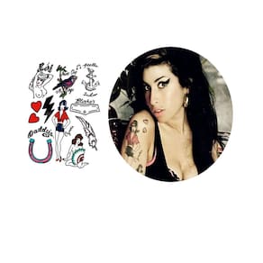 Tatuagem Temporária Folha A4 Amy Winehouse Cosplay