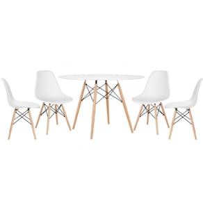 Conjunto de Mesa Redonda Eames 120cm Branco + 4 Cadeiras Eiffel Dsw Branco