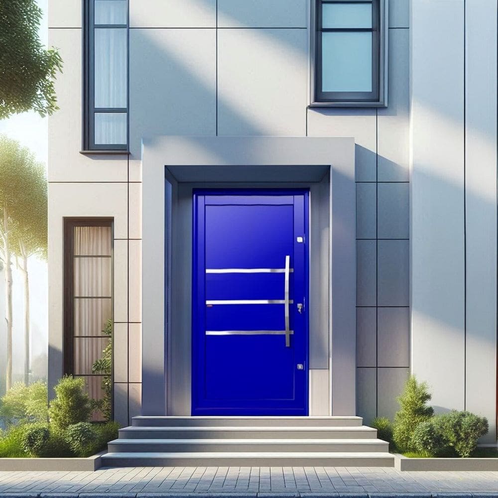 Porta Pivotante Lambril Evolution com Puxador Lado Esquerdo Elite 216x120 Azul