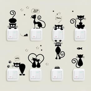 Kit C/08 Adesivos Para Interruptor Gatinhos