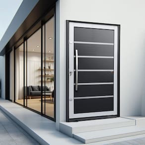 Porta Pivotante Lambril Premium com Puxador Lado Esquerdo Elite 240x150 Mix Preto