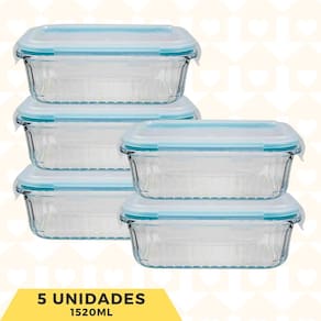 Jogo 5 Potes Canealdos Retangular 1520ML Hermeticos Microondas