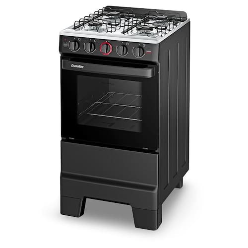 imagem-Fogão Esmaltec Ideal SUPER 4 Bocas Preto com Acendimento Automático - Bivolt