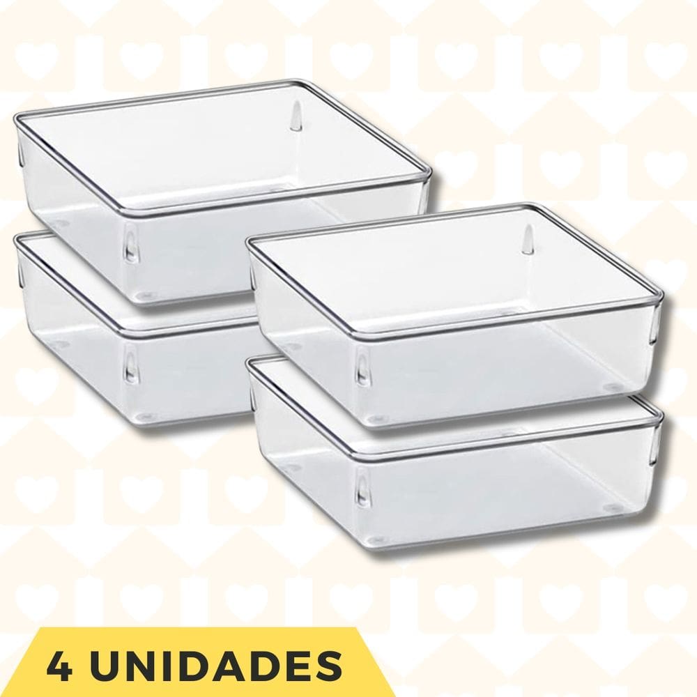 Jogo 4 Melhores Organizadores Transparente Acrilico Quadrados
