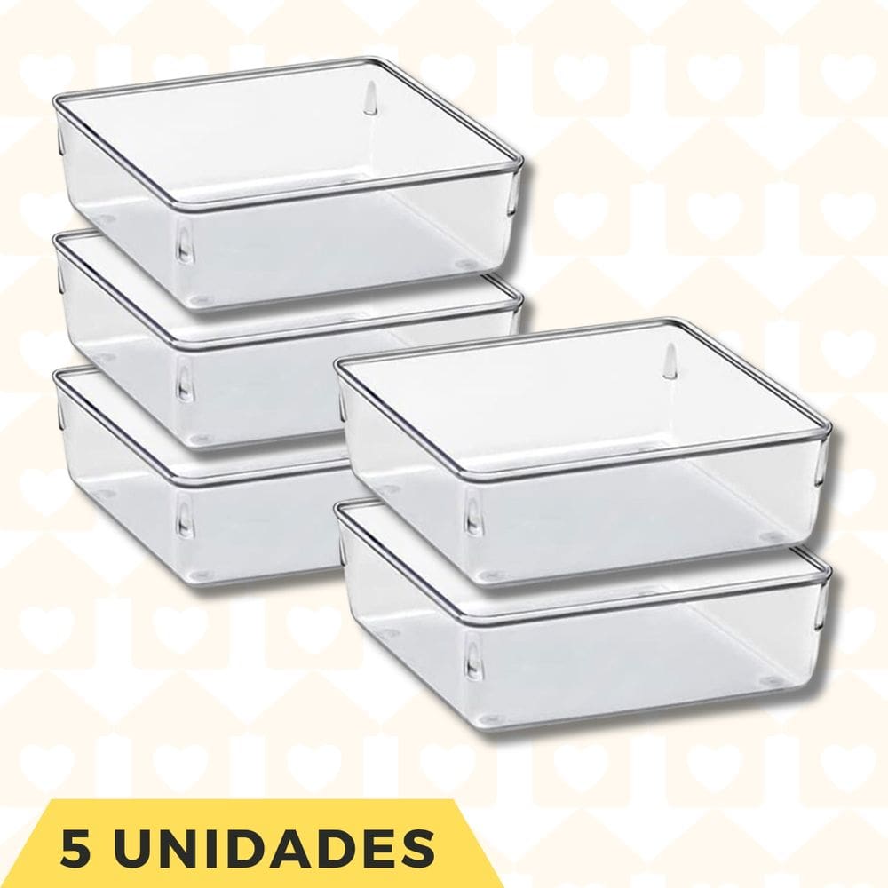 Jogo 5 Melhores Organizadores Transparente Acrilico Quadrados