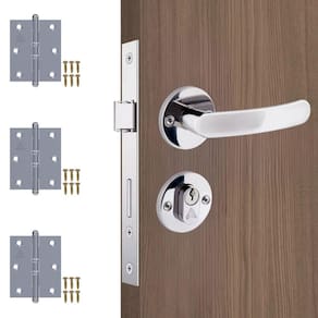 Fechadura Para Porta Externa Perfil Aredondado + Dobradiças