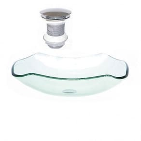 Cuba de Vidro Oval para Banheiro Jateada 47cm Jateada