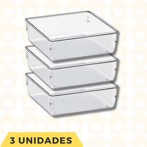 Jogo 3 Melhores Organizadores Transparente Acrilico Quadrados