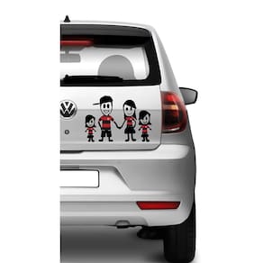 Adesivo Para Carro Familia Flamenguista + Casal + 2 Filhas