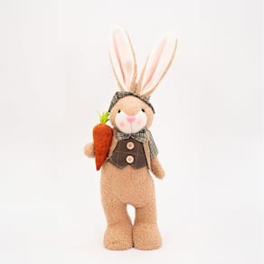Coelho de Páscoa Coelhinho Marrom com Cenoura Enfeite 40cm