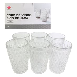 Conjunto 6 Copos De Vidro Bico De Jaca 370Ml