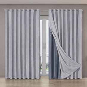 Cortina Porta Blecaute Voil Gaze Linho 5,60M X 2,70M Cinza
