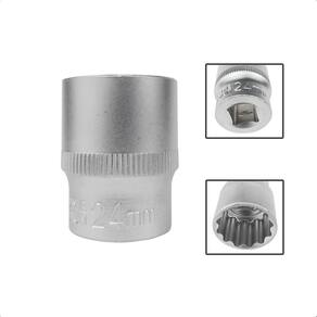 Soquete Estriado Encaixe 1/2 Pols CRV 24mm Aço Cromo Vanádio