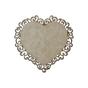 Placa Mdf Cru Artesanato Design Coração Aramado Liso 35Cm