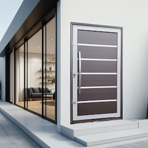 Porta Pivotante Lambril Premium com Puxador Lado Direito Elite 216x130 Mix Corten