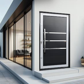 Porta Pivotante Lambril Evolution com Puxador Lado Esquerdo Elite 216x120 Mix Preto