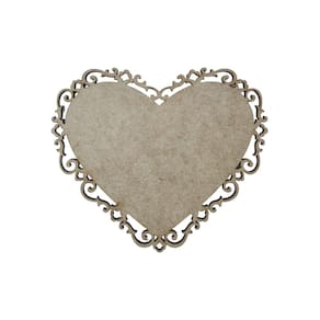 Placa Mdf Cru Artesanato Design Coração Aramado Perola 30Cm
