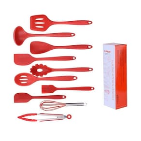 Conjunto Utensílios De Cozinha De Silicone Peças - Vermelho
