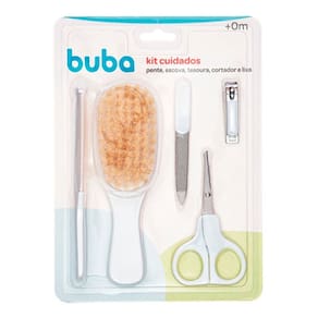 Kit Cuidados E Higiene Baby Buba - Pente, Escova, Tesoura e Cortador De Unha e Lixa - Cor Branco