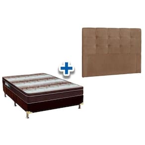Cama Box Queen CRC + Colchão Ortopédico Light Ortobom + Cabeceira Clean Suede Bege