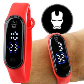 Relogio Digital Bracelete Infantil Homem Ferro + Prova Dagua