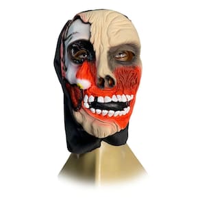 Máscara Zumbi Olho Caído Látex Com Capuz Halloween Spook