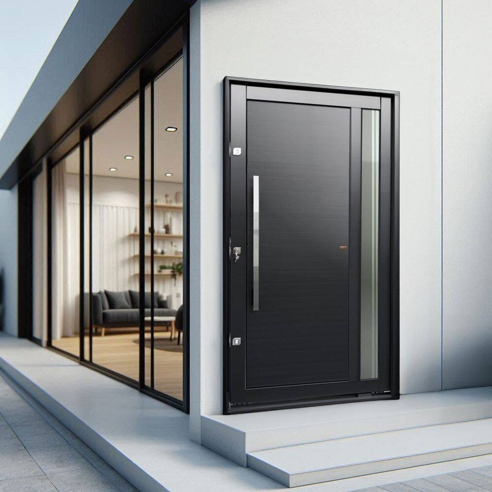 Porta Pivotante Lambril Visione com Puxador Lado Esquerdo Elite 216x130cm Preto